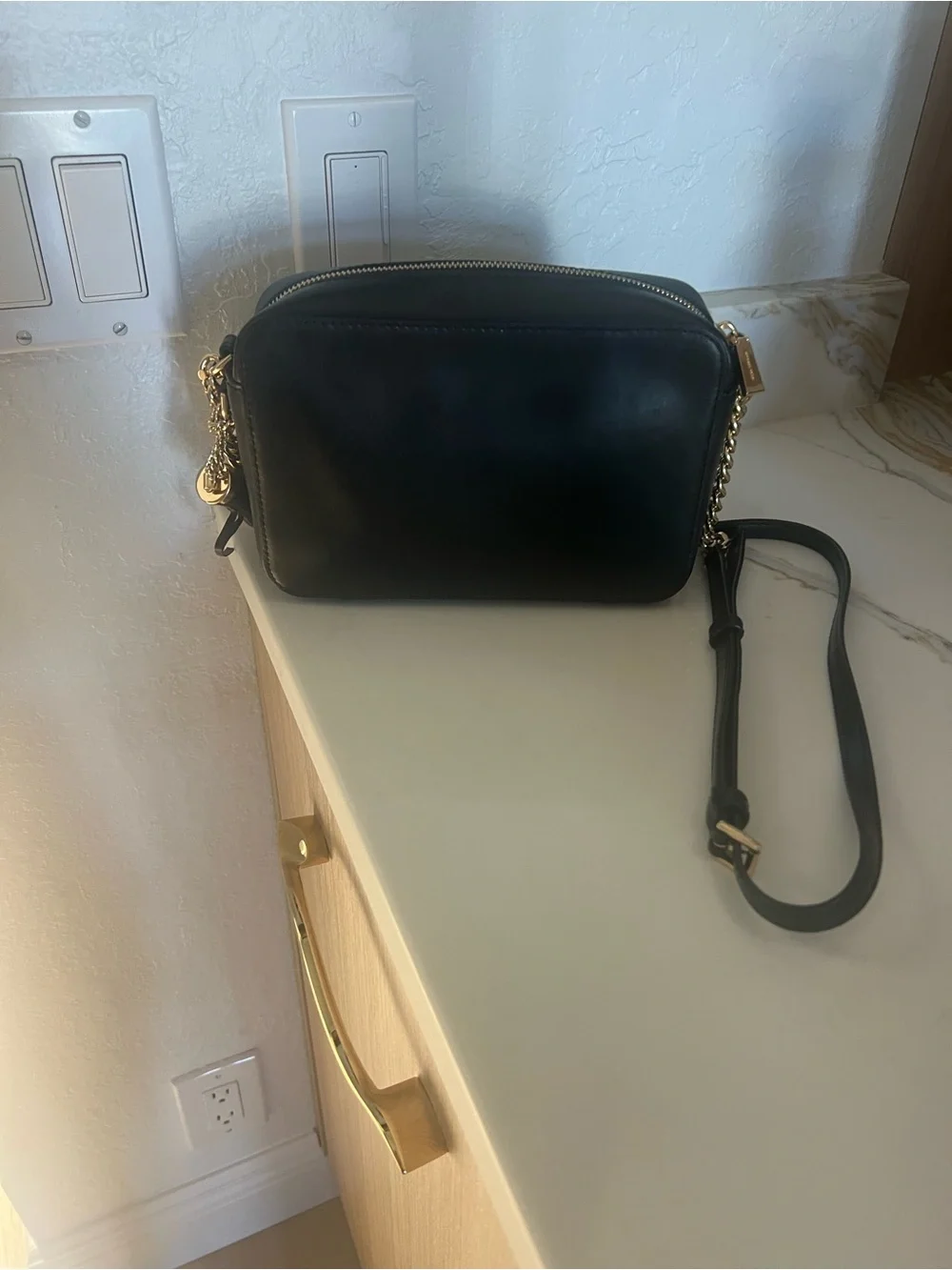 Michael Kors Leopard Print Crossbody with Gold Chain and Black Trim